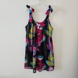 CZ Black Butterfly Swim Cover Up Top Size M